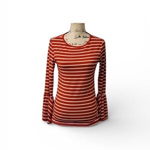 Red and Off white Belle Striped long sleeve top